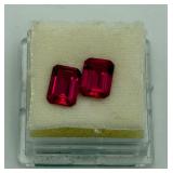 2 Loose Emerald Cut Ruby Gemstones