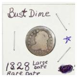 Rare 1828 Capped Bust Dime w/ Large Date