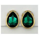 Gorgeous Emerald Green 'Swarovsky' Ear Clips
