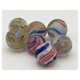Antique German Glass Swirl/Latticino Core Marbles