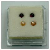 4 Dome-shaped Garnet and MOP Loose Gemstones