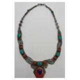 Silver-tone & Multi-stone Necklace