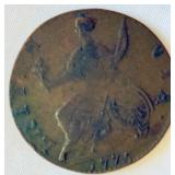 1775 British Georgovs 3 Rex Britannia 1/2 Penny