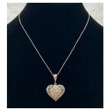 Sterling Silver Fancy Cut Heart Necklace