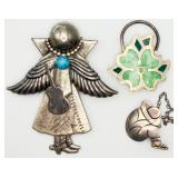 3 Silver-tone Brooch/pins