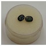 2 Loose Oval Cut Blue-Green Sapphire Gemstones