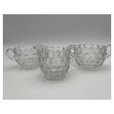 Vtg Fostoria American Creamer & 2 Sugar Bowls