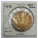 1939 New York Worlds Fair Brass Commemorative Coin