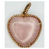 14K Gold Pendant w/ Rose Quartz Gemstone