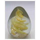 Vtg Hand-blown Egg-shaped Art Glass Paperweight