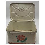 Antique Metal Floral Bread Box 1960's
