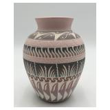 Signed Vtg Handcrafted Navajo Etched Pottery Vase