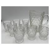 Vtg Indiana Glass Whitehall Cubist Pitcher/Tumbler