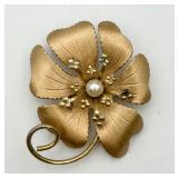 Vintage Large Golden Flower Pin