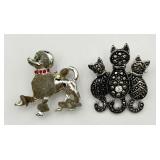 Sassy Poodle & Pin of 3 Cats