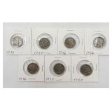 7 Buffalo Nickels