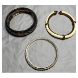3 Gold-tone Fashion Bracelets