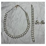 Vtg. Silver-tone & Gemstone Jewelry Set
