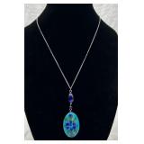 Pretty Persian Tile Pendant on Chain