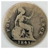 1841 British Fourpence Coin "Groat"