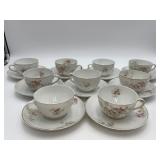 9 Antique Victoria Czechoslovakia Cup & Saucers