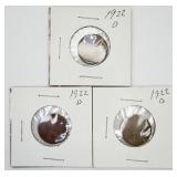 3 1922-D Lincoln Wheat Pennies