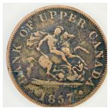 1857 Bank of Upper Canada One Half Penny Coin