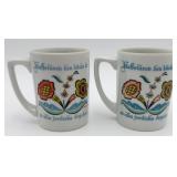 2 VTG Bergen Trayner Swedish Folk Art Coffee Mugs