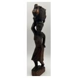 Vtg. Hand-carved Dark Wood Folk-Art Figurine