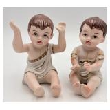 Vtg. Bisque Porcelain Piano Baby Figurines