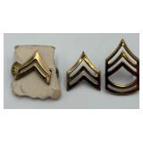 Lot of Vtg U.S. Army Brass Rank Insignia Pins