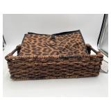 Cosmetic Travel Organizer & Brown Woven Basket
