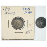 2 1918 Republique Francaise 50 Centimes Coins