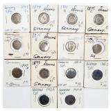 14 Germany 5 Pfennig Coins