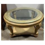 Ornate Traditional-Style Glass Top Coffee Table
