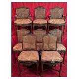 *8 Louis XV Dining Chairs w/Rattan Back