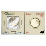 1950 & 1951 Mexican 25 Centavos Coins