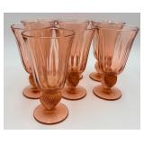 7 Vtg. Fostoria Captiva Shell Pink Wine Glasses