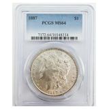 1887 Morgan Silver Dollar PCGS MS64