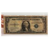 1935-B Blue Seal Silver certificate $1 Bill
