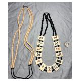 2 White & Black Beaded Fashion Necklaces