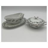 VTG Noritake "Pinetta" Gravy Boat & Sugar Bowl