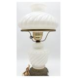 VTG Milk Glass Hurricane Table Lamp