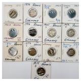 13 German 10 Pfennig Coins