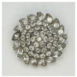 Vintage Sterling Silver Round Rhinestone Pin