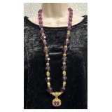 Necklace of Royal Purple Faceted Glass Beads