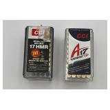 2 Boxes of 17HMR Ammo Hollow Pt & Varmint Tip