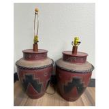 2 Rustic Southwestern-style Table Lamps