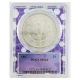 1887 Morgan Silver Dollar PCGS MS64