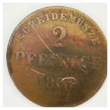 1866 2 Pfennig Coin From the Duchy Saxe-meiningen